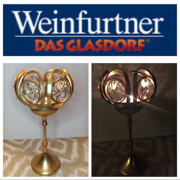 Weinfurtner Accents Weinfurtner 24k Gold Crystal Candleholder